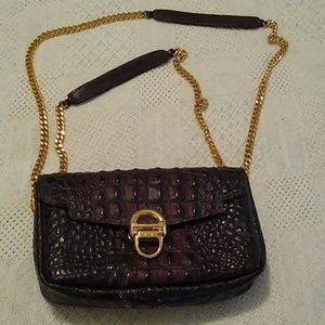 Leather crossbody embossed crocodile